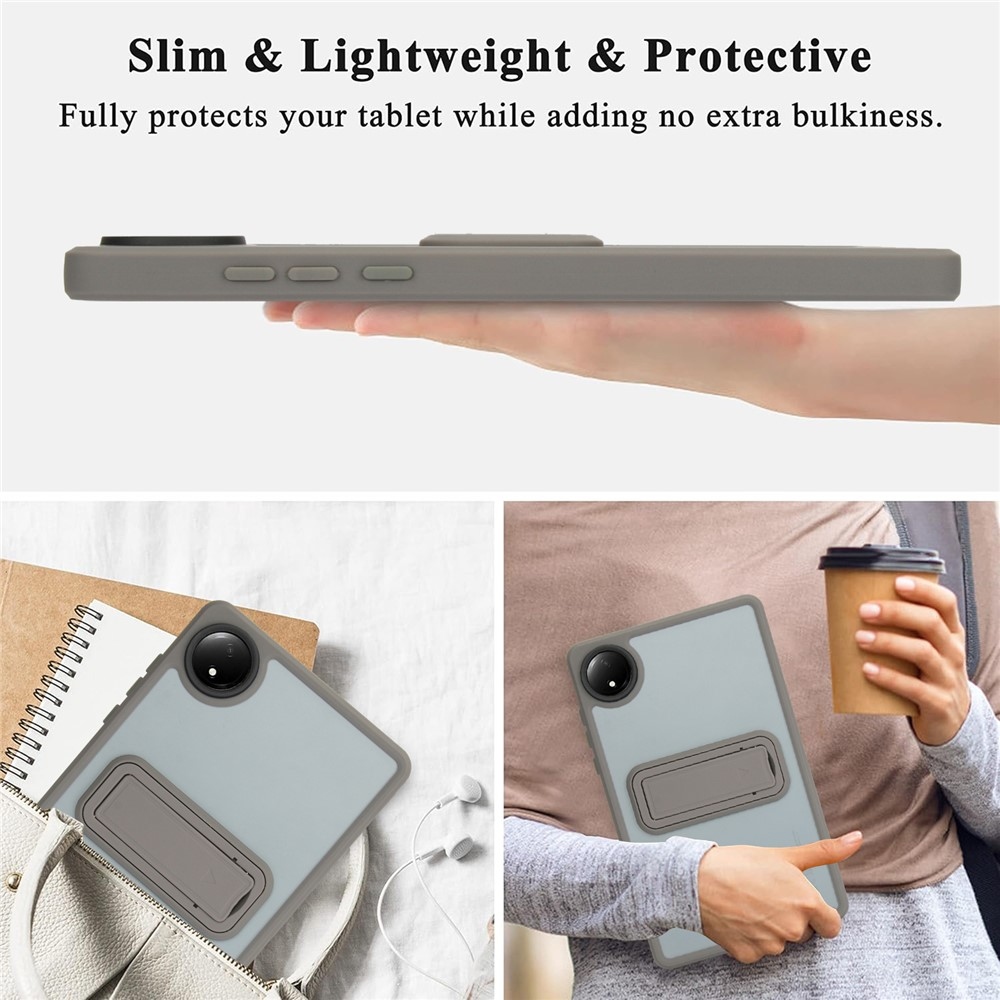 Skiny gelový obal s pevnými zády a výklopným stojánkem na Xiaomi Redmi Pad SE 8.7 - šedý