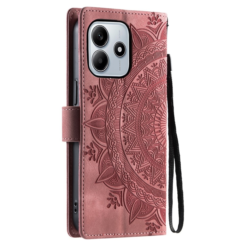 Mandalas knížkové pouzdro na Xiaomi Redmi Note 14 - růžovozlaté