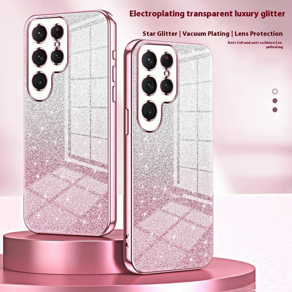 Cut gelový třpytivý obal na Samsung Galaxy S25 Ultra - růžový
