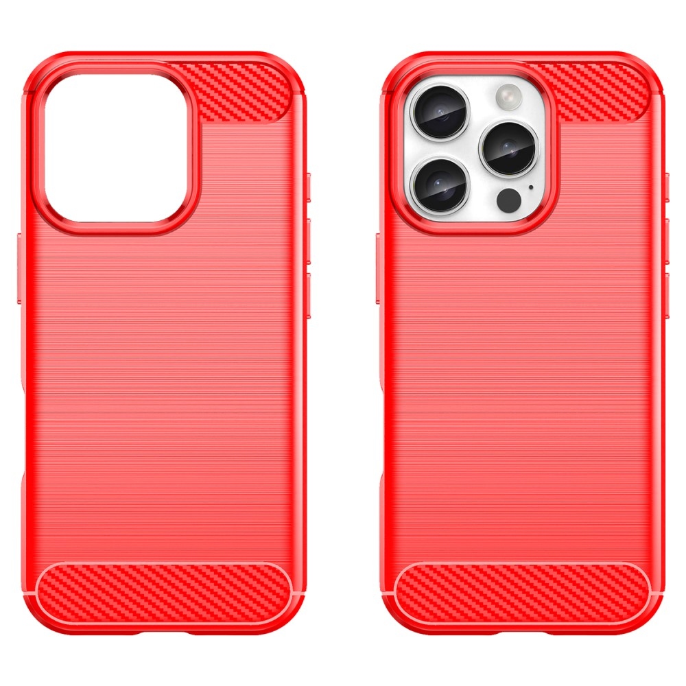 Carbon odolný gelový obal na iPhone 16 Pro - červený