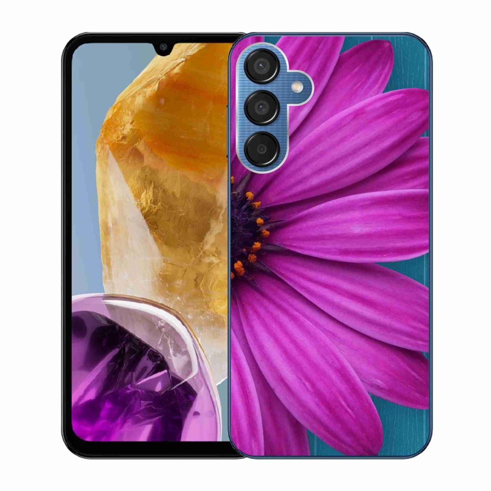 Gelový obal mmCase na Samsung Galaxy M15 5G - fialová kopretina