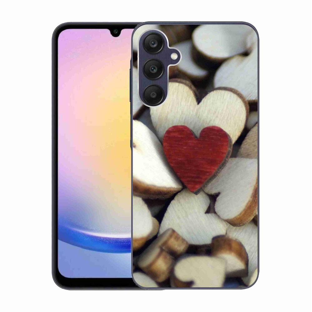 Gelový kryt mmCase na Samsung Galaxy A25 5G - gravírované červené srdce 
