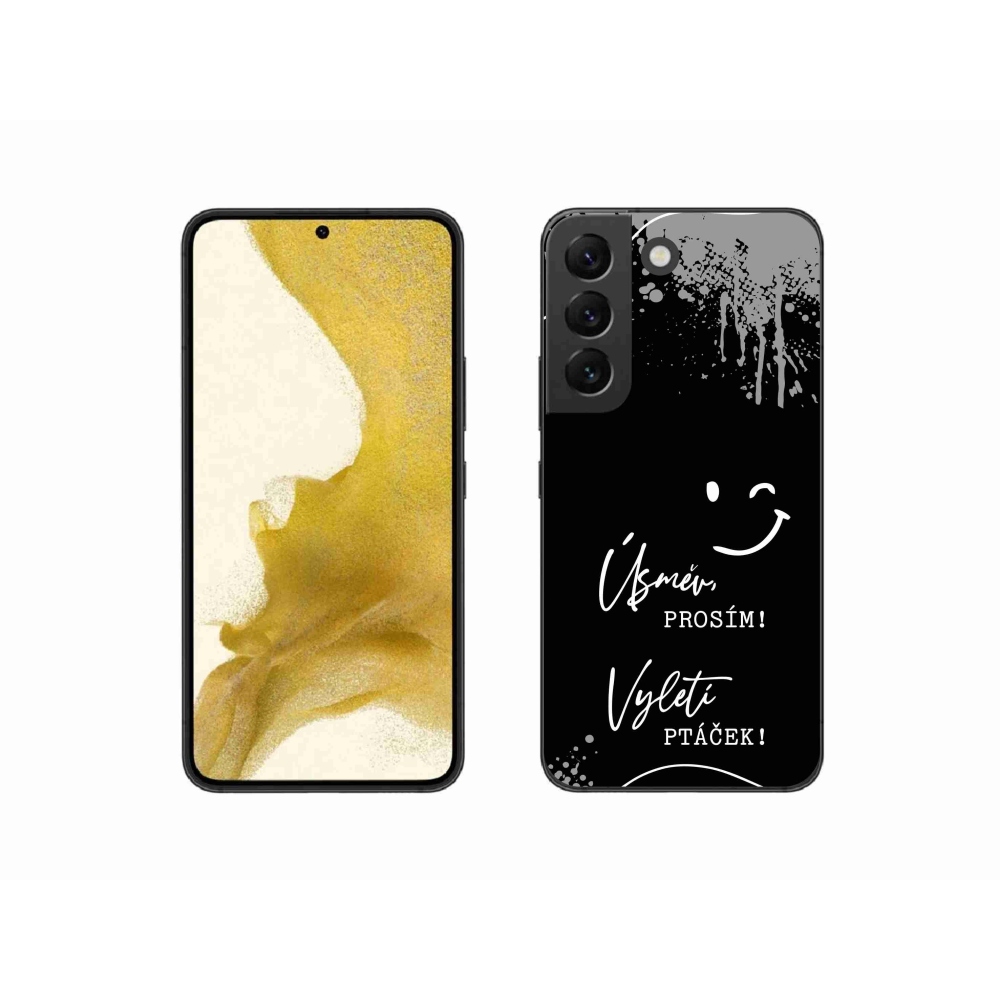 Gelový kryt mmCase na Samsung Galaxy S22 5G - vtipný text 4 černé pozadí