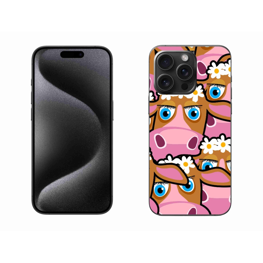 Gelový kryt mmCase na iPhone 15 Pro Max - kreslené kravičky