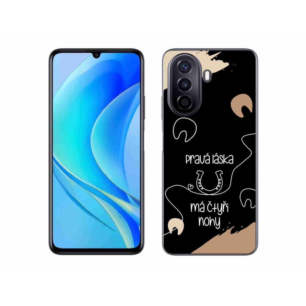 Gelový kryt mmCase na Huawei Nova Y70 - koňský motiv černé pozadí
