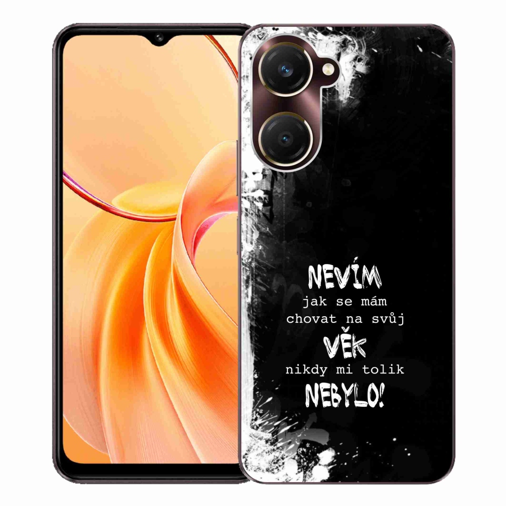 Gelový kryt mmCase na Vivo Y28s 5G - vtipný text 14 černé pozadí