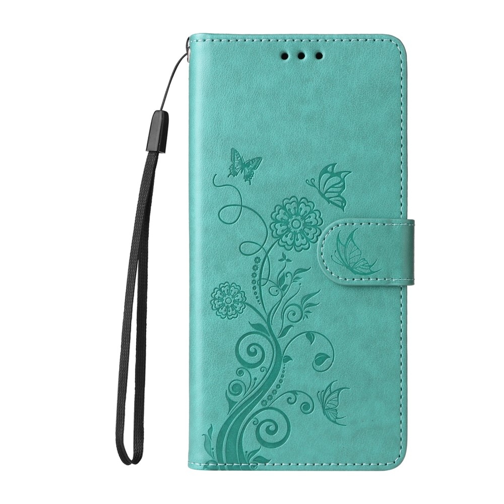 Flowery knížkové pouzdro na Xiaomi Redmi A5 (173.45x79.35x8.45mm) - modrozelené