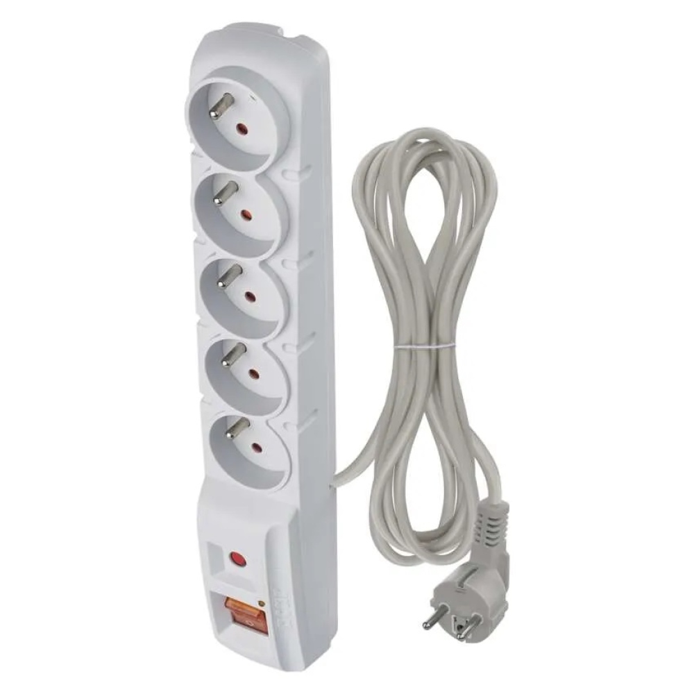 Přepěťová ochrana – 5 zásuvek, 3m - šedá