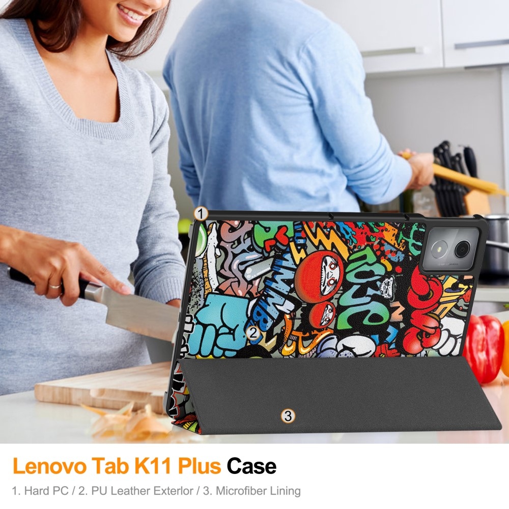 Patte chytré zavírací pouzdro na Lenovo Tab K11 Plus - graffiti