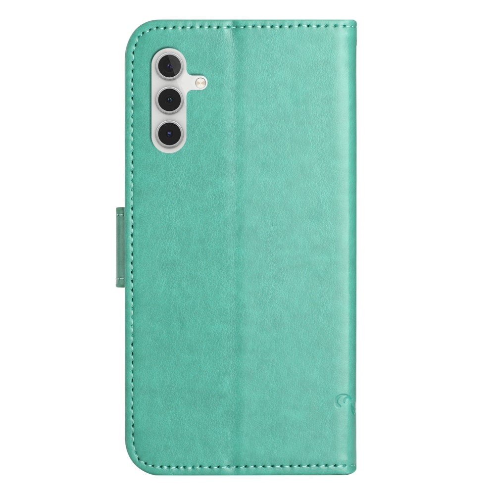 Flower knížkové pouzdro na Samsung Galaxy A55 5G - modrozelené