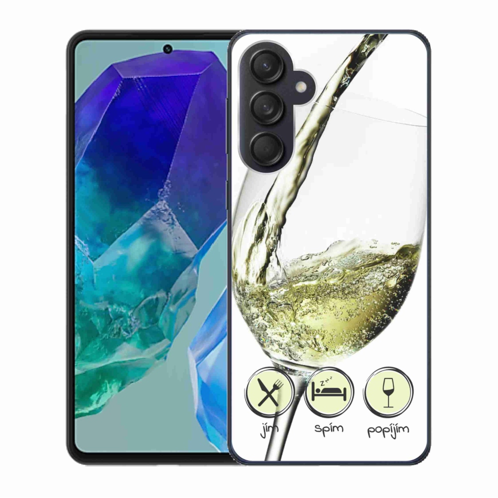 Gelový obal mmCase na Samsung Galaxy M55 5G - sklenička vína bílé