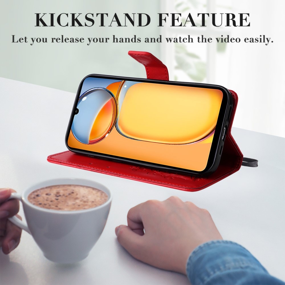 Big Butterfly knížkové pouzdro na Xiaomi Poco C65/Redmi 13C - červené