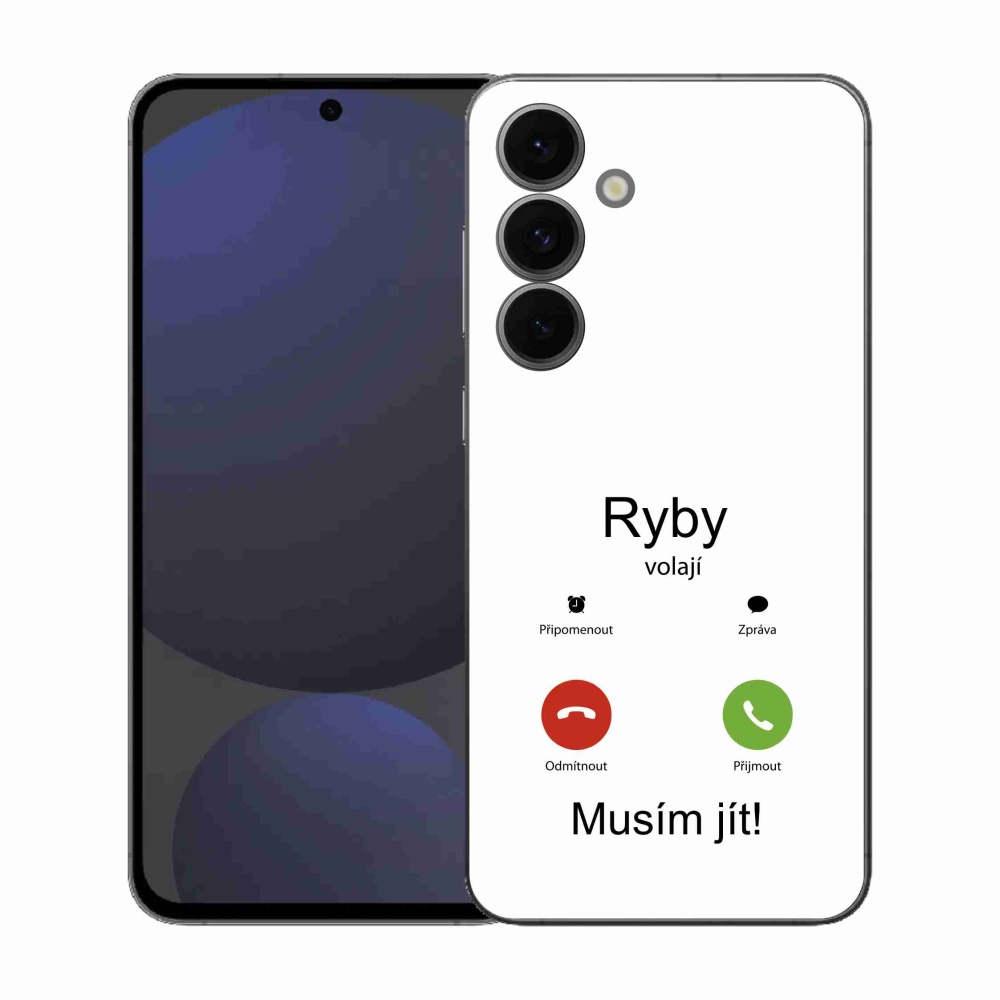 Gelový kryt mmCase na Samsung Galaxy S25 FE - ryby volají bílé pozadí