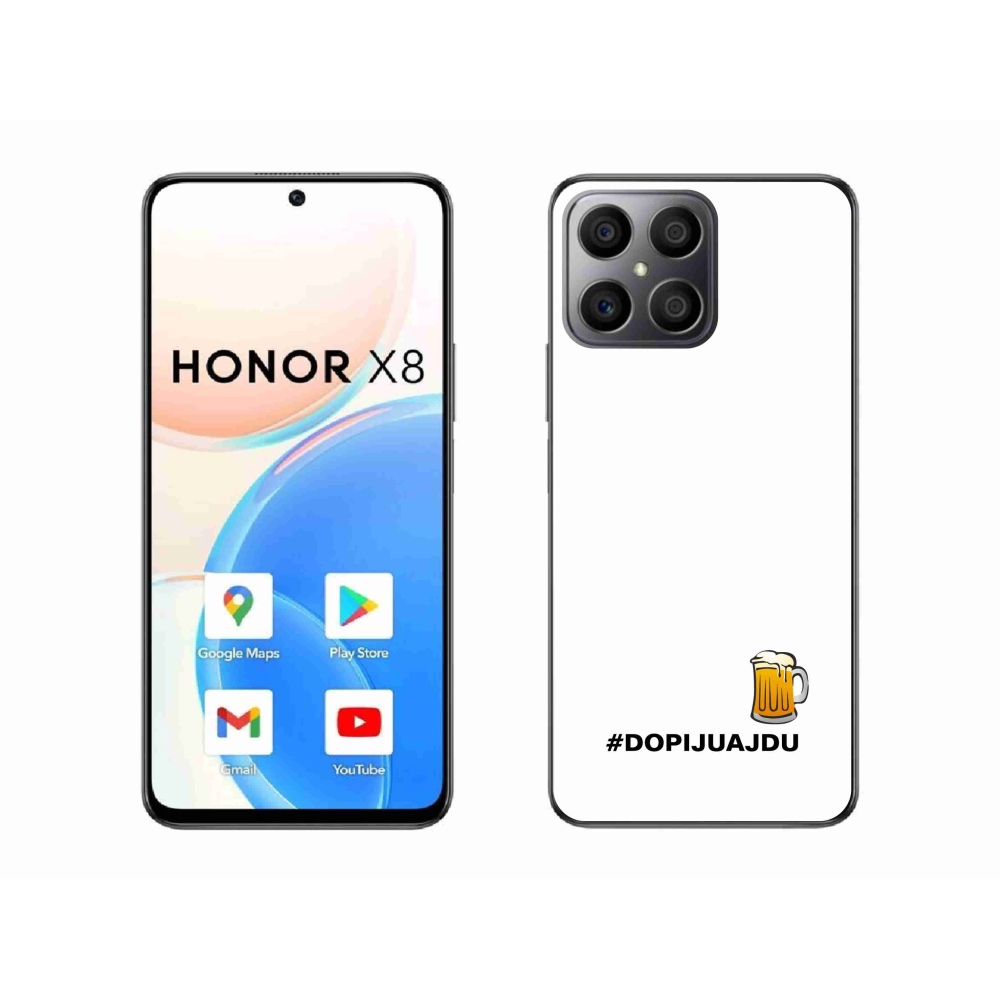 Gelový kryt mmCase na Honor X8 4G - pivní motiv 1 bílé pozadí