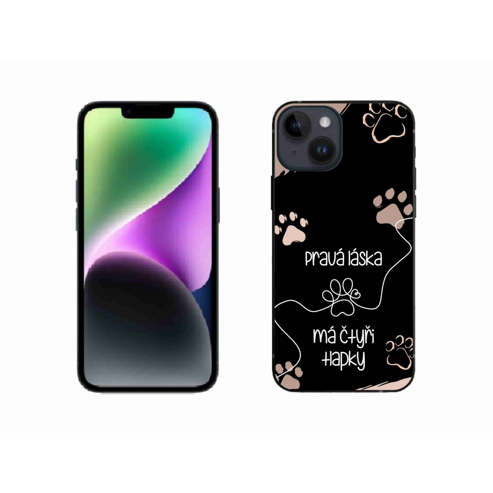 Gelový kryt mmCase na iPhone 14 - psí motiv 1 černé pozadí