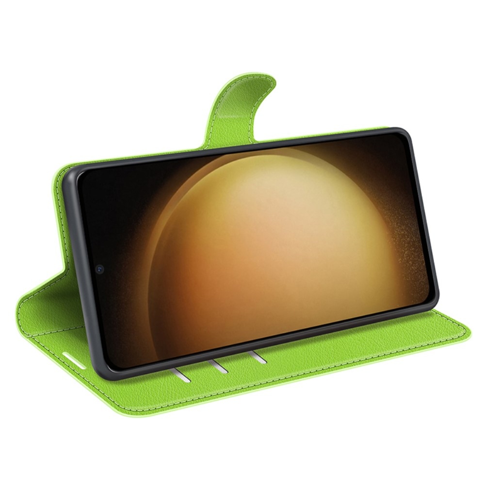 Litchi knížkové pouzdro na Samsung Galaxy S24+ - zelené