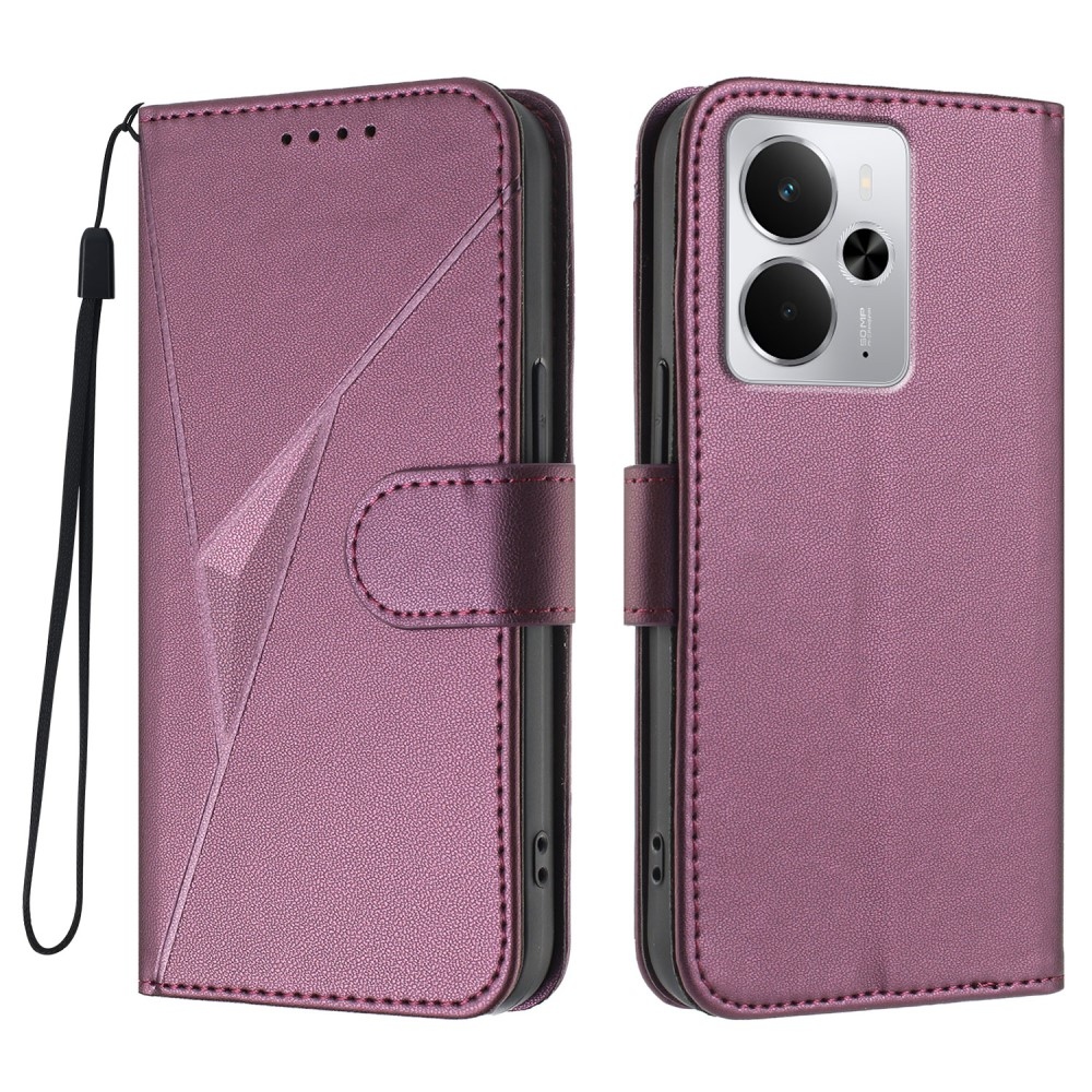 Triangles knížkové pouzdro na Realme 14 5G - tmavěfialové