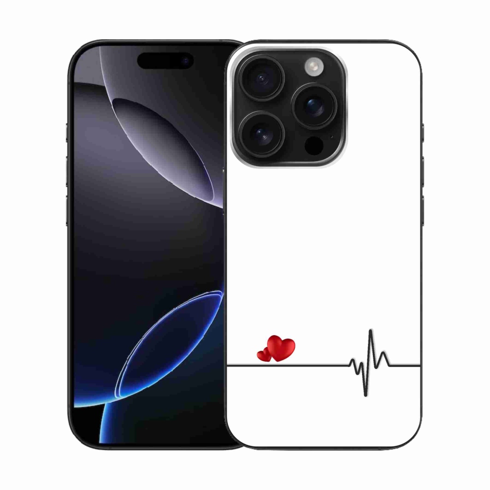 Gelový kryt mmCase na iPhone 16 Pro - srdce a tep bílé pozadí