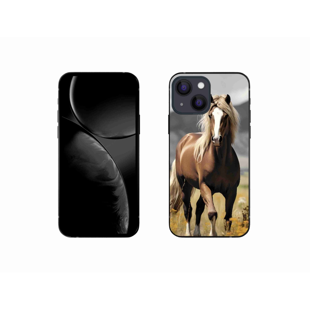 Gelový kryt mmCase na iPhone 13 mini - hnědý kůň 1