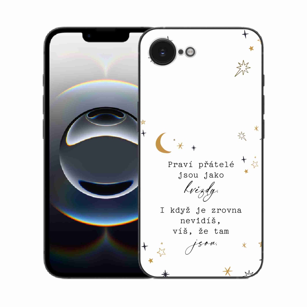 Gelový kryt mmCase na iPhone 16e - citát 6 bílé pozadí