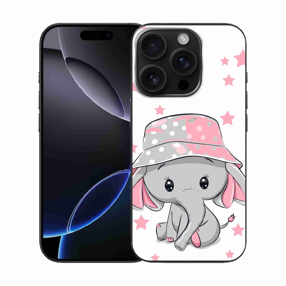 Gelový kryt mmCase na iPhone 16 Pro - růžový slon