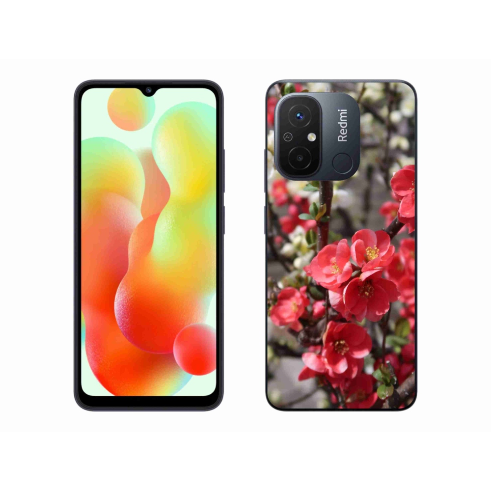 Gelový kryt mmCase na Xiaomi Redmi 12C - červené květy