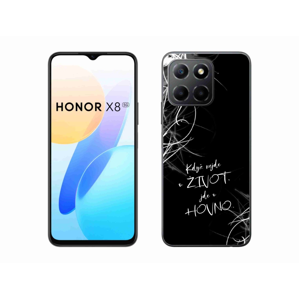 Gelový kryt mmCase na Honor X8 5G/Honor 70 Lite 5G - vtipný text 16 černé pozadí