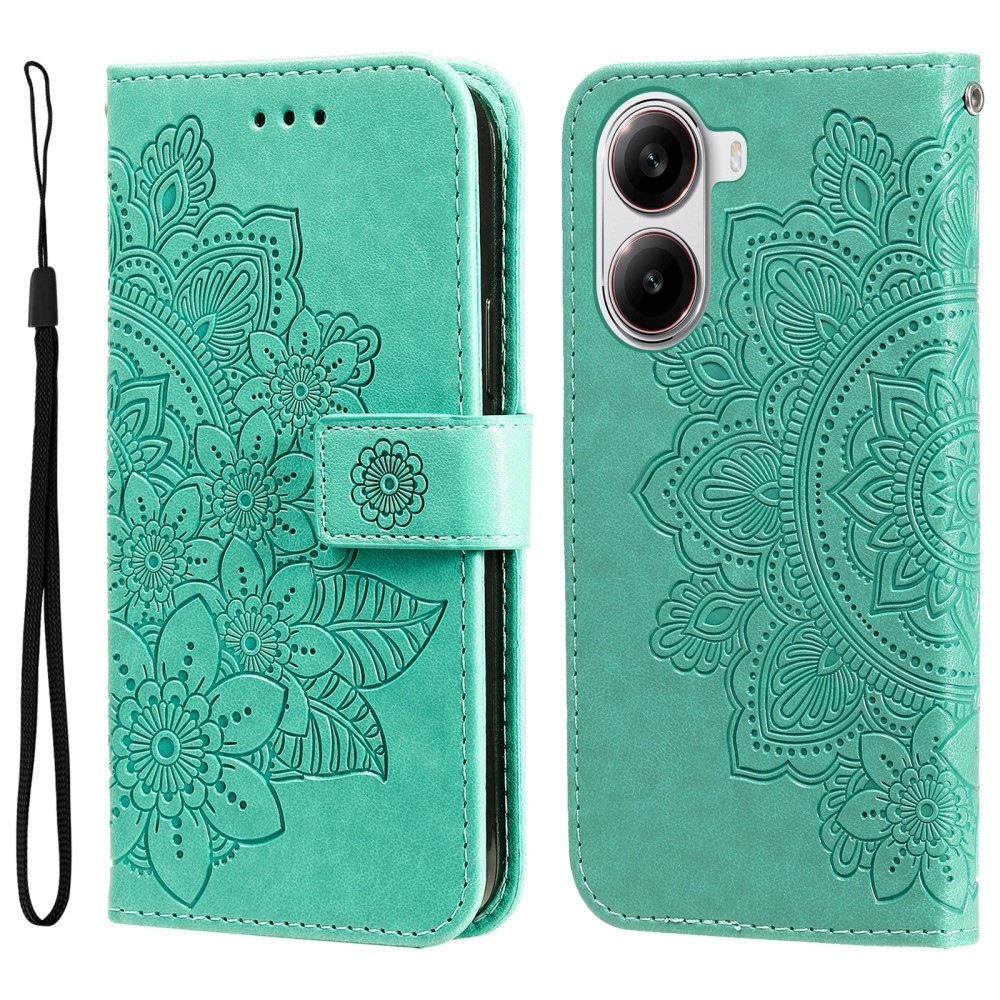 Mandala knížkové pouzdro na Xiaomi Poco X7 Pro 5G - modrozelené