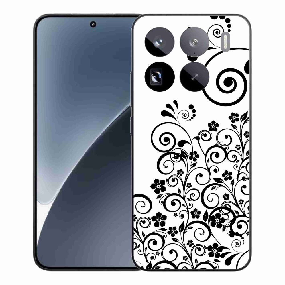 Gelový kryt mmCase na Xiaomi 15 Pro - černobílé květinové vzory