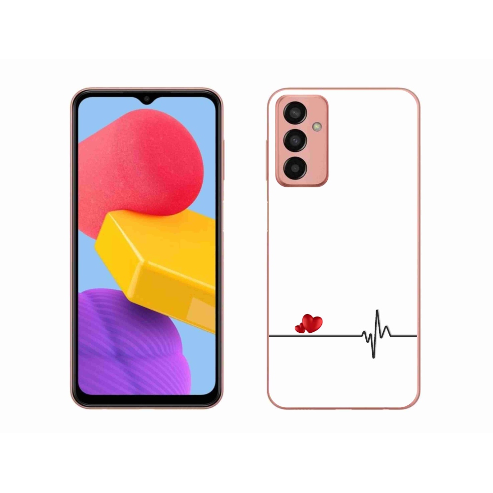 Gelový kryt mmCase na Samsung Galaxy M13 - srdce a tep bílé pozadí