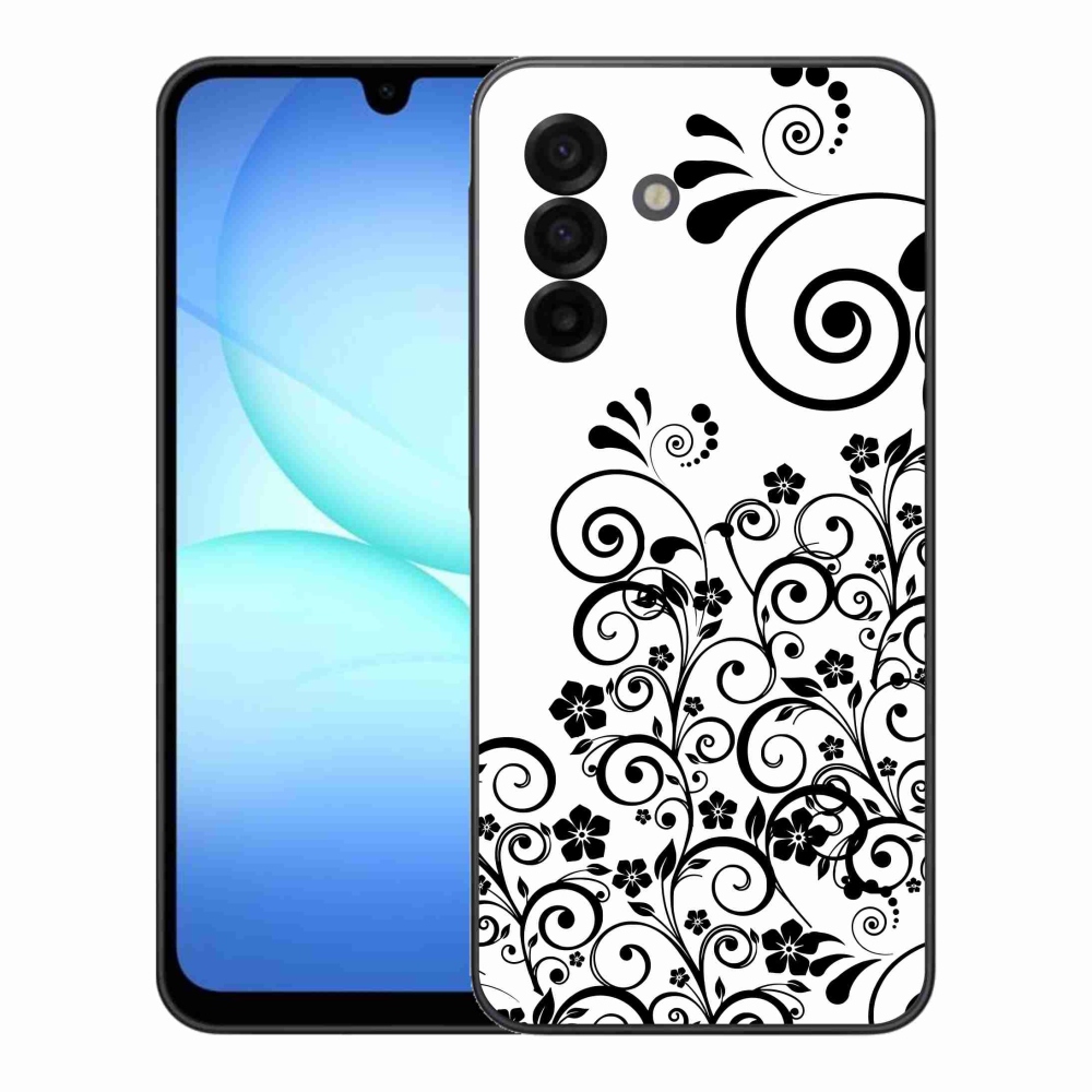 Gelový kryt mmCase na Samsung Galaxy A17 4G/5G - černobílé květinové vzory