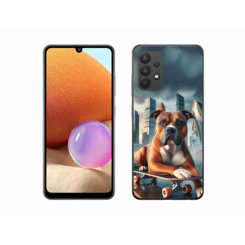 Gelový kryt mmCase na Samsung Galaxy A32 4G - pes na skateboardu