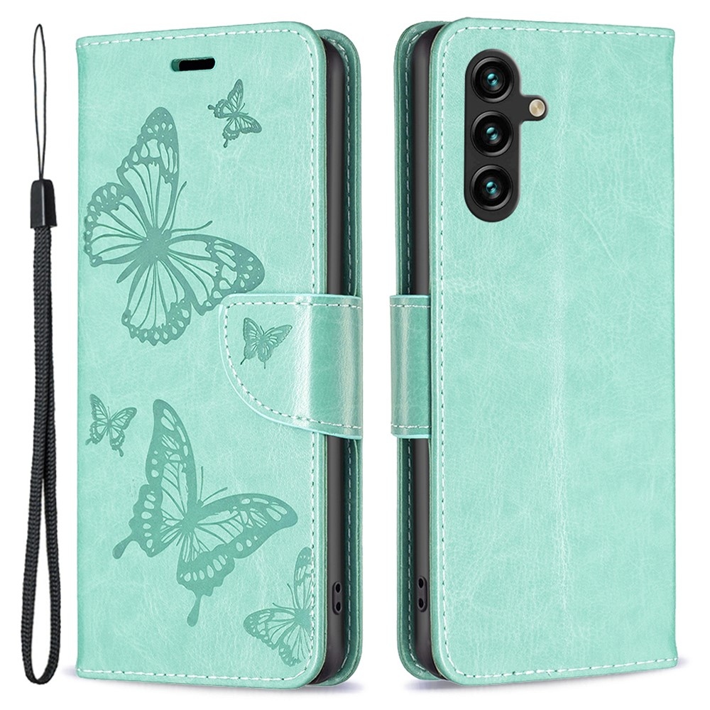 Butterfly knížkové pouzdro na Samsung Galaxy A35 5G - modrozelené