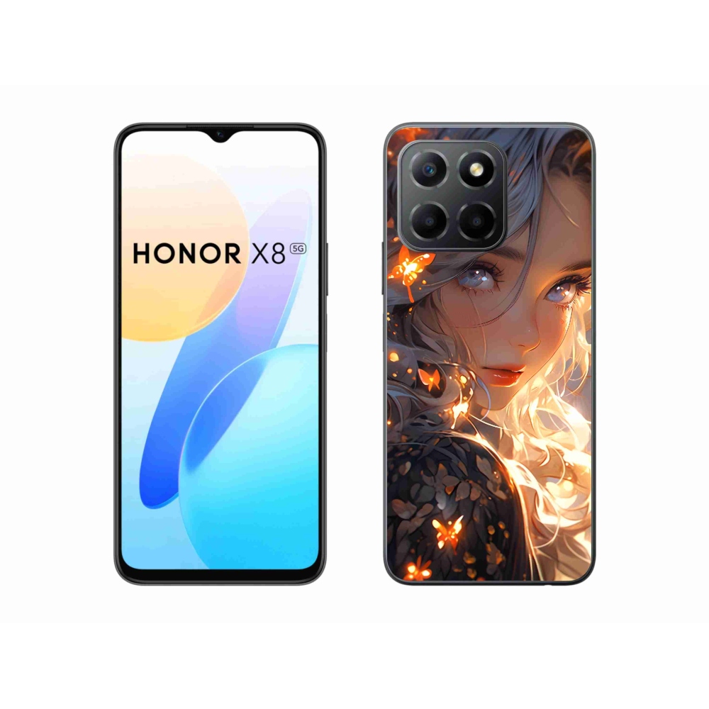 Gelový kryt mmCase na Honor X8 5G - dívka a motýli