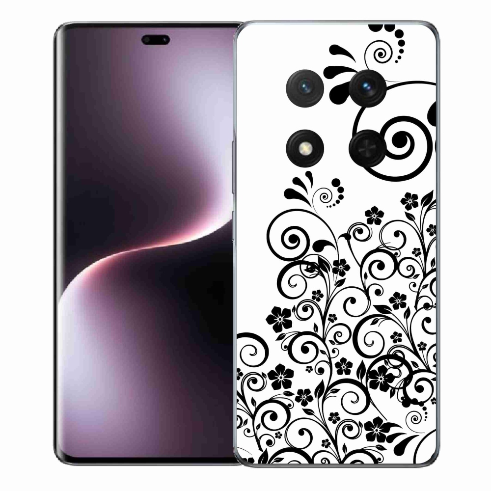 Gelový kryt mmCase na Honor Magic 7 Lite 5G - černobílé květinové vzory