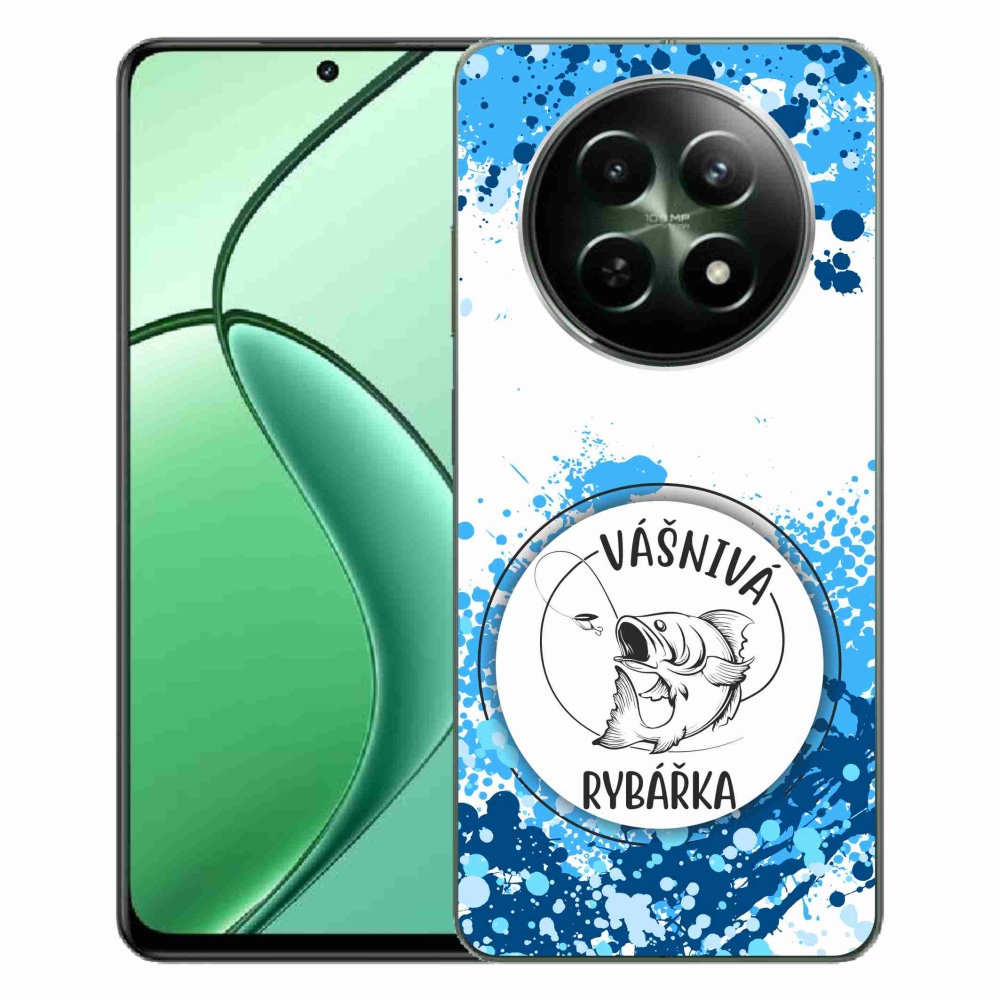 Gelový kryt mmCase na Realme 12 5G/12x 5G - vášnivá rybářka bílé pozadí