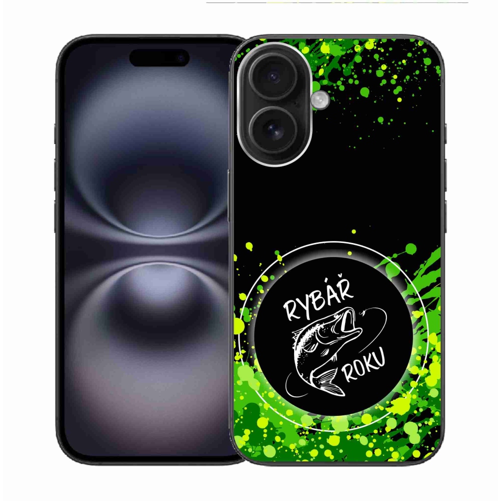 Gelový kryt mmCase na iPhone 16 - rybář roku černé pozadí