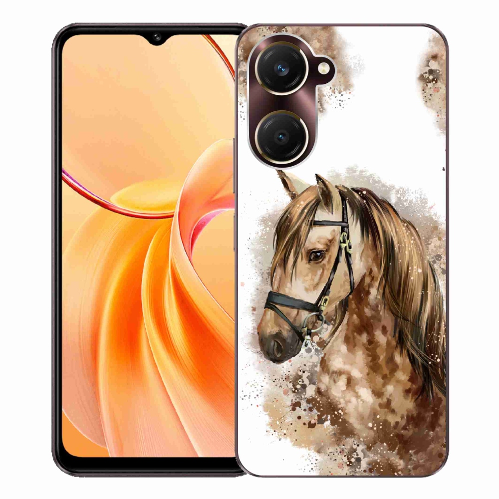 Gelový kryt mmCase na Vivo Y28s 5G - hnědý kreslený kůň