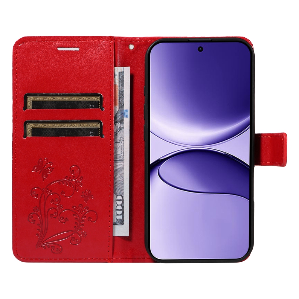 Big Butterfly knížkové pouzdro na Xiaomi Poco F7 5G - červené