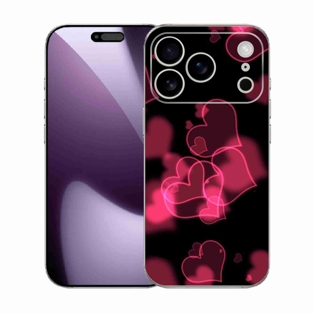 Gelový kryt mmCase na iPhone 17 Pro - červená srdíčka