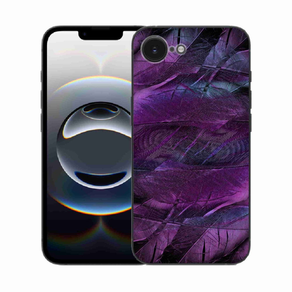 Gelový kryt mmCase na iPhone 16e - fialová pírka