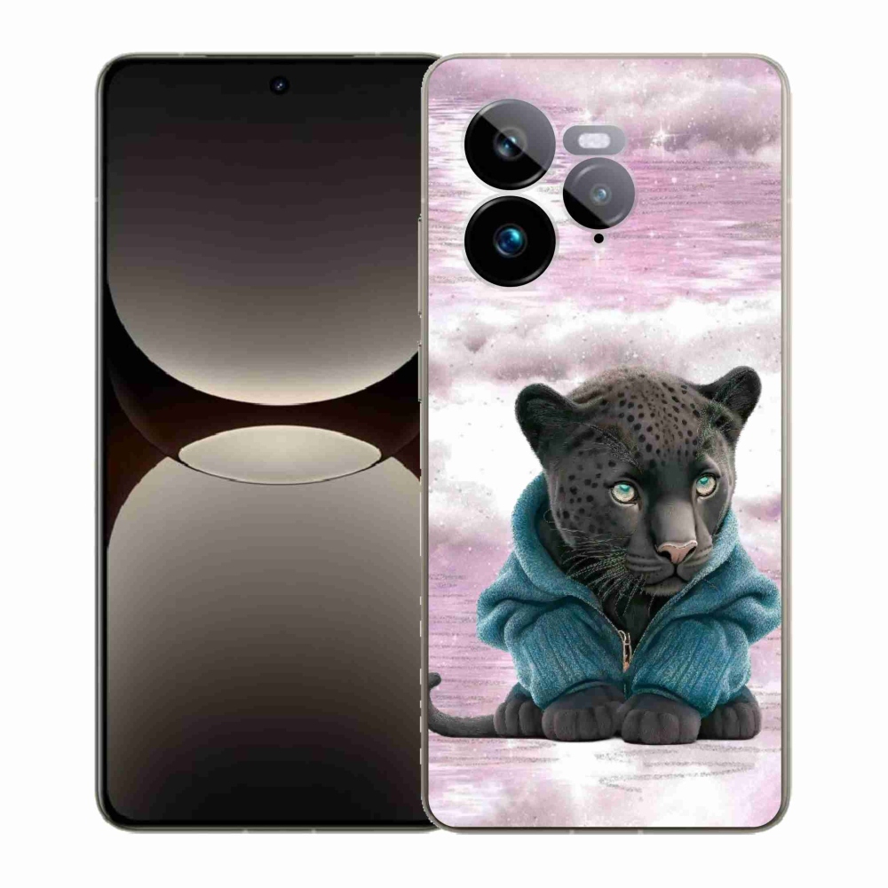 Gelový kryt mmCase na Realme GT 7 Pro 5G - černý panter ve svetru