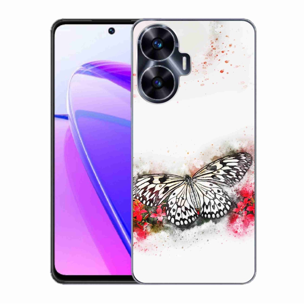 Gelový kryt mmCase na Realme C55 - černobílý motýl