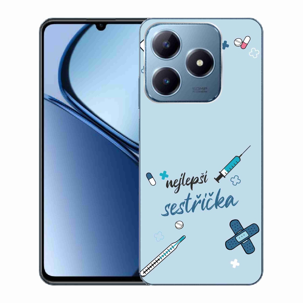 Gelový kryt mmCase na Realme C63 - nejlepší sestřička modré pozadí