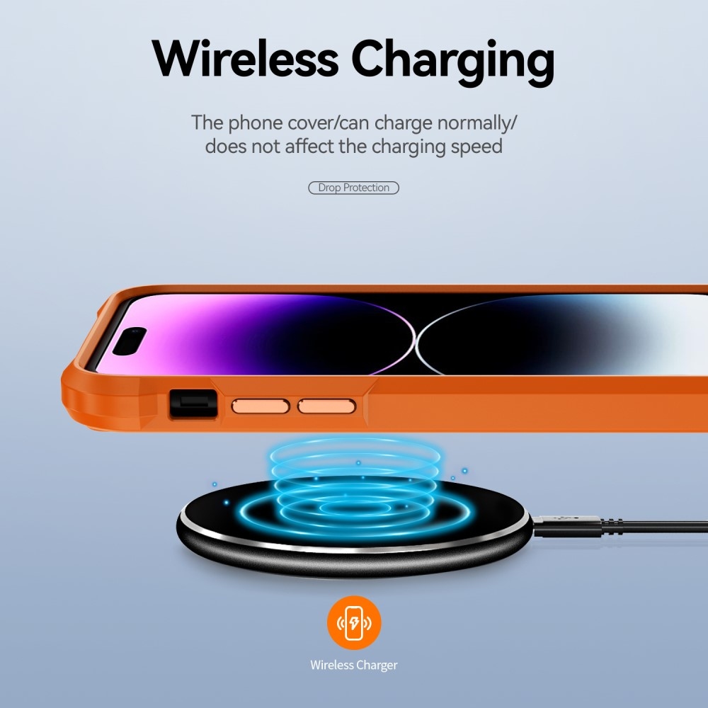Gelový obal s pevnými zády na iPhone 15 Pro Max - oranžový