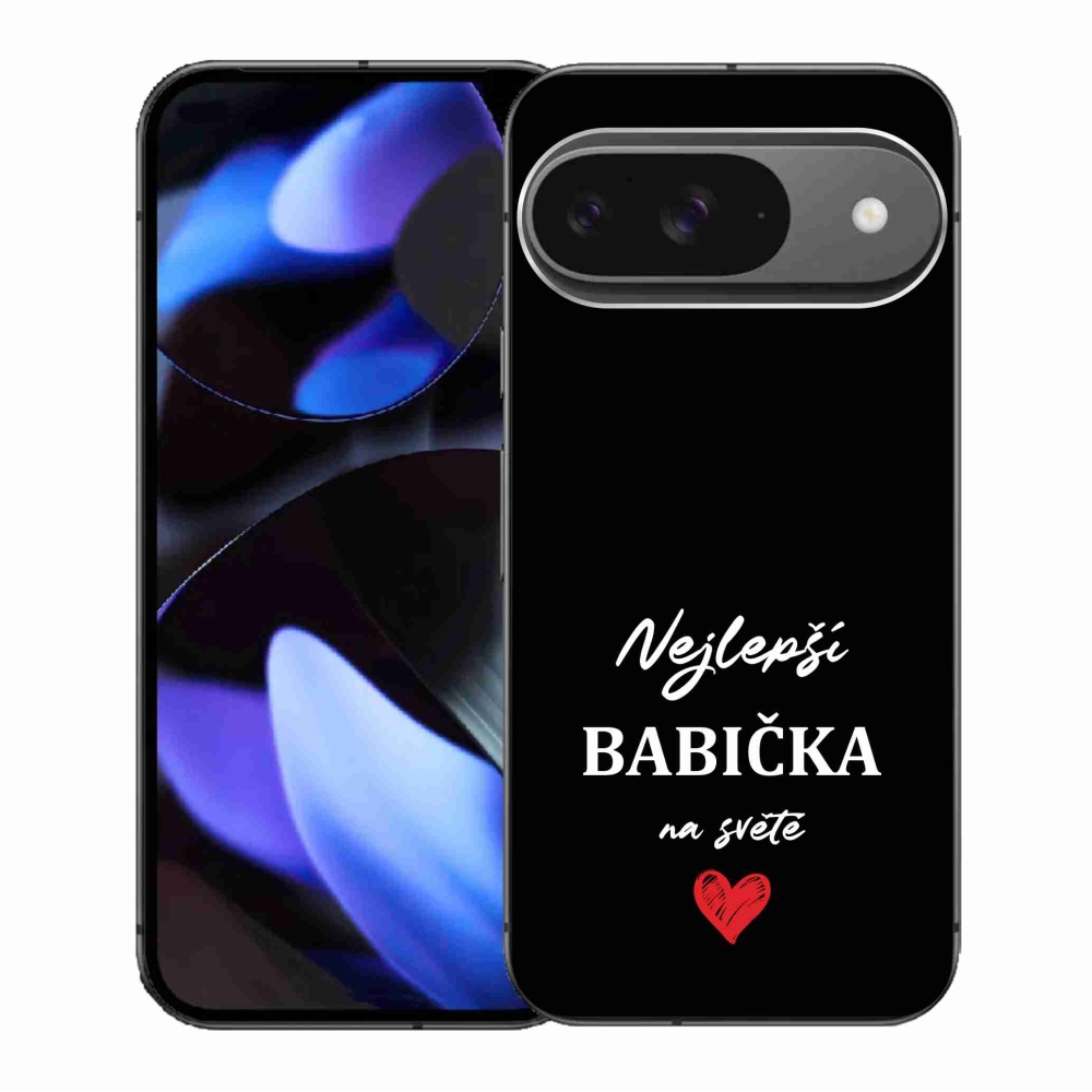 Gelový kryt mmCase na Google Pixel 9/9 Pro - nejlepší babička 1 černé pozadí