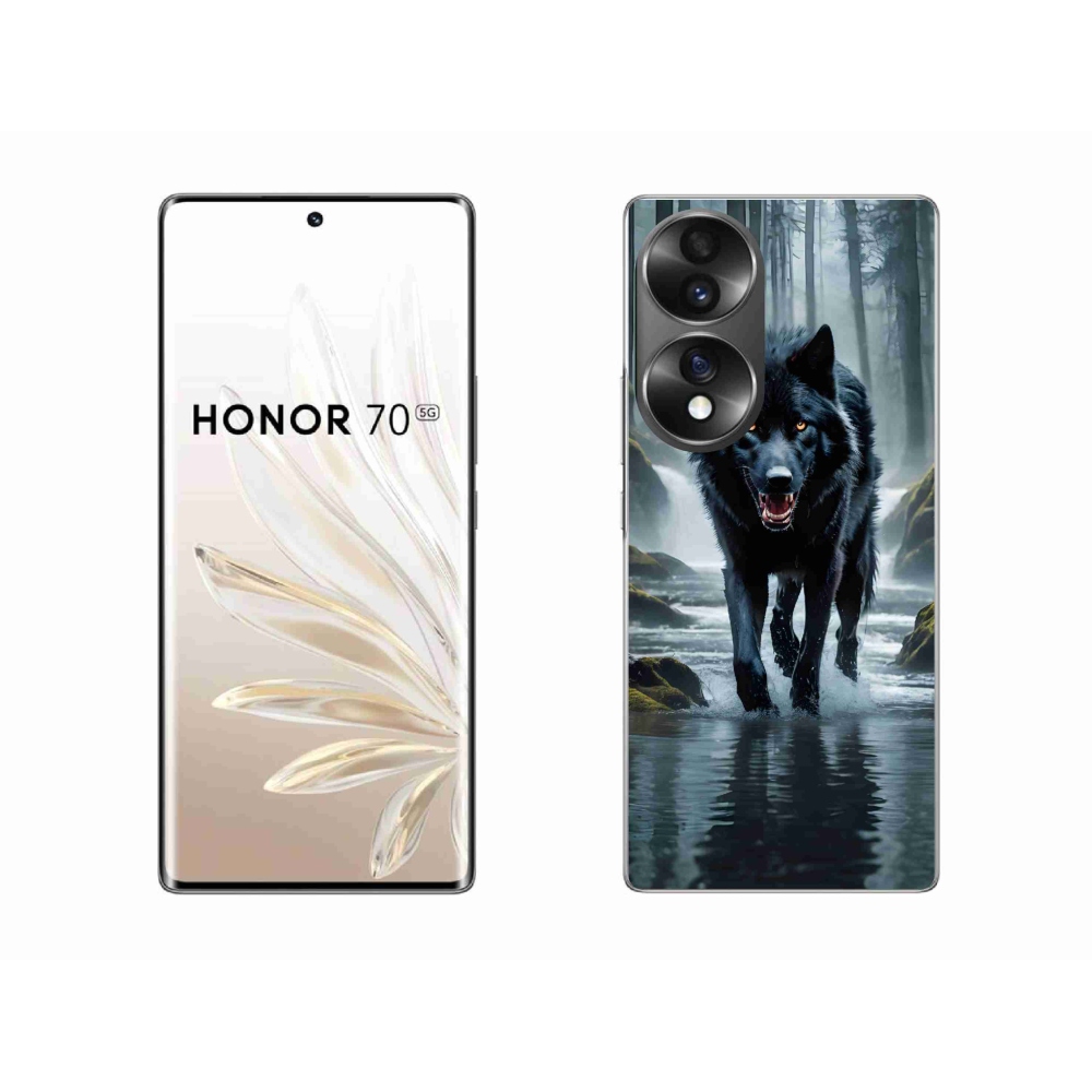 Gelový kryt mmCase na Honor 70 - černý vlk
