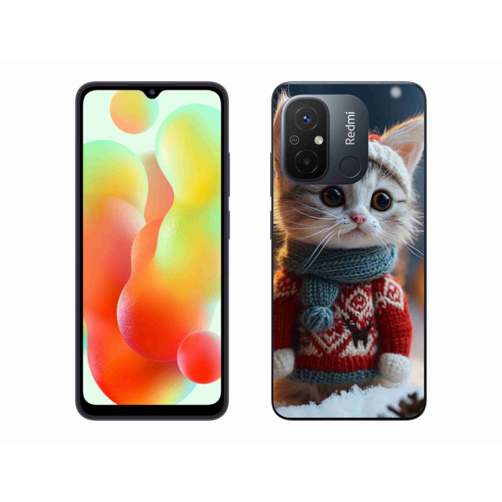 Gelový kryt mmCase na Xiaomi Redmi 12C - kotě ve svetru