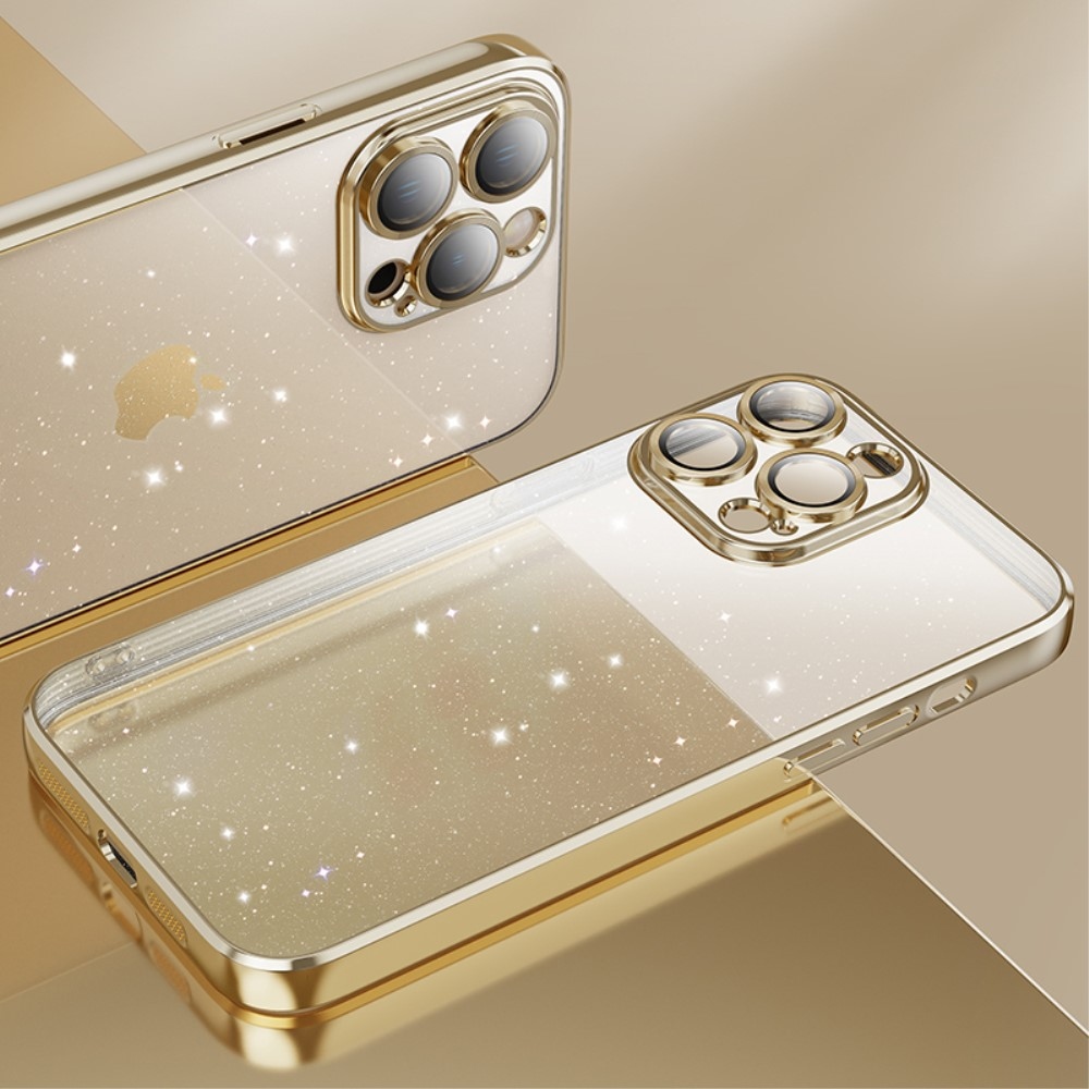 X-Level třpytivý gelový obal na iPhone 15 Pro Max - zlatý
