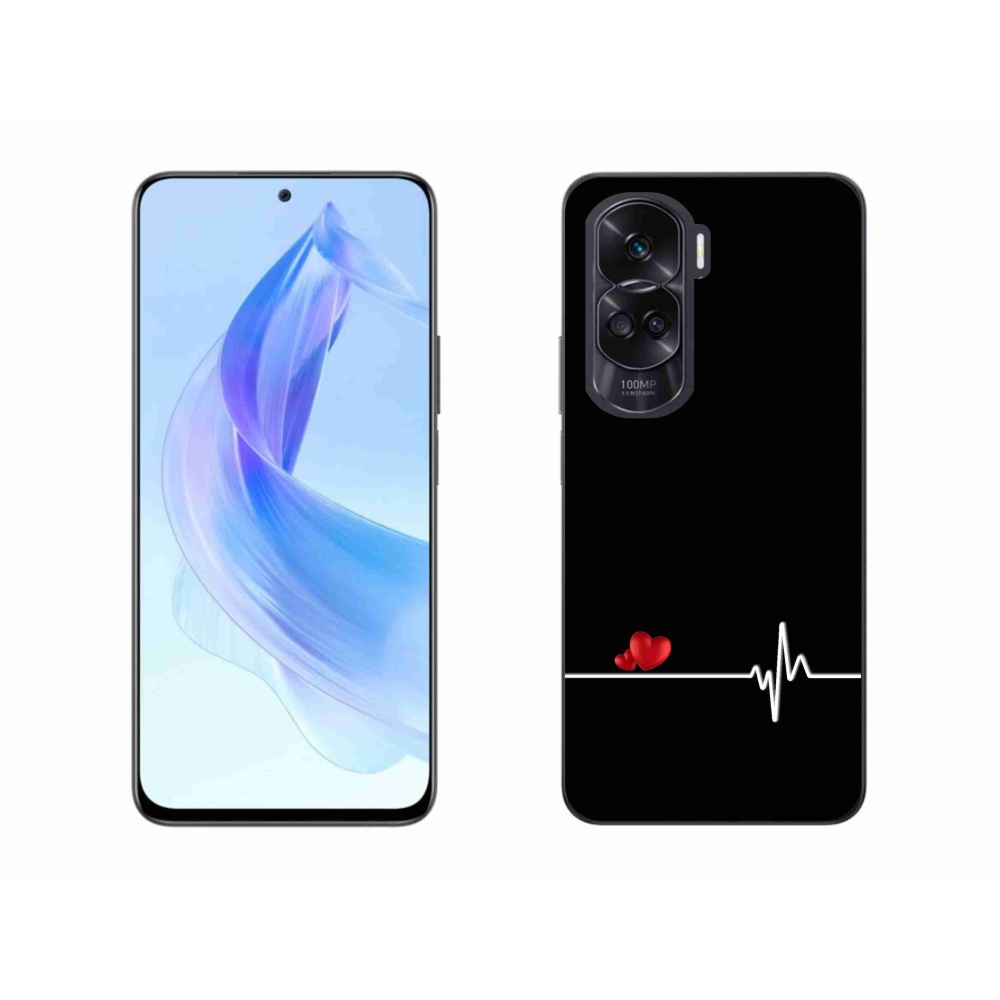 Gelový kryt mmCase na Honor 90 Lite - srdce a tep černé pozadí